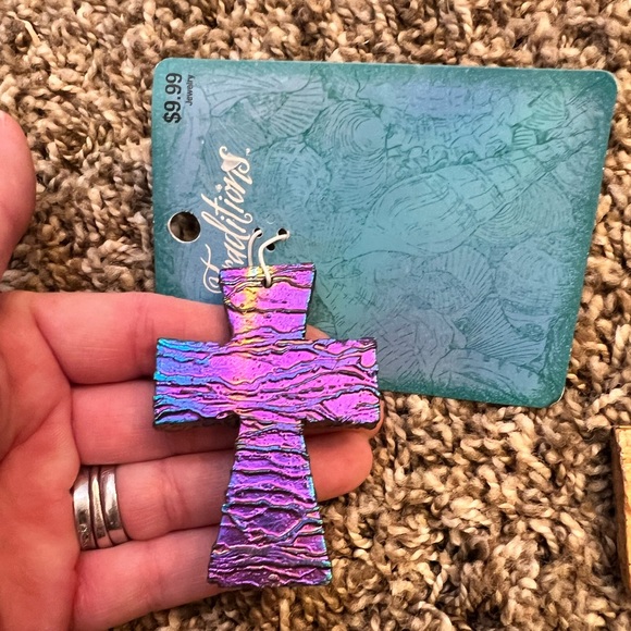 Chunky Metallic AB Pyrite Jewelry Cross - Picture 2 of 5